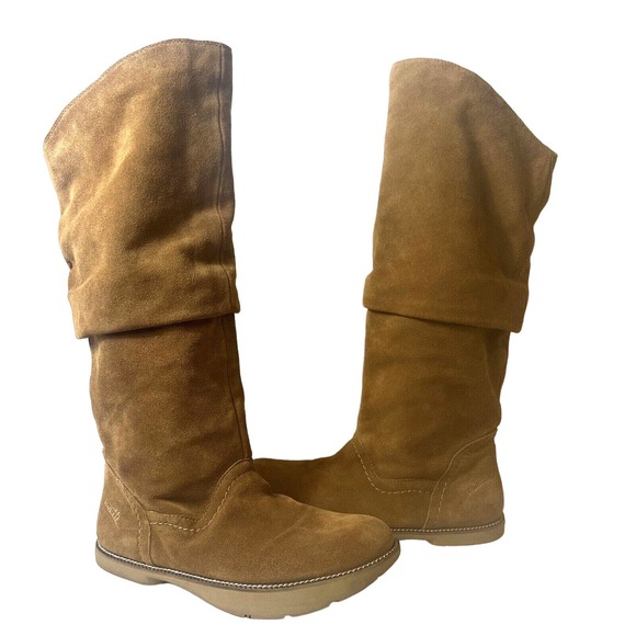cognac suede knee high boots